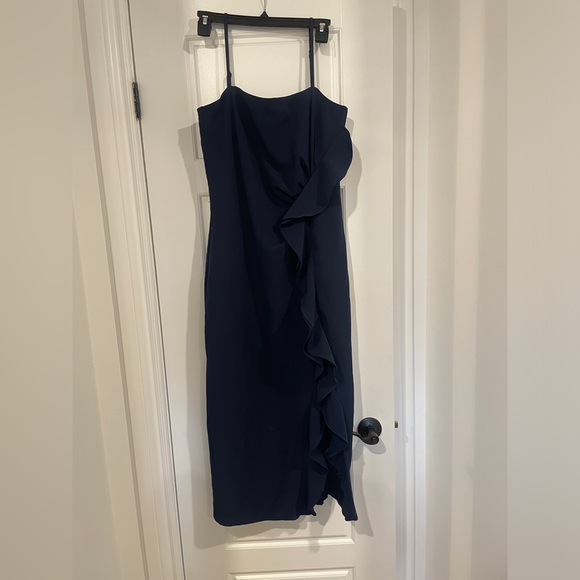 Bardot Rona midi dress in navy size large - Picture 6 of 12